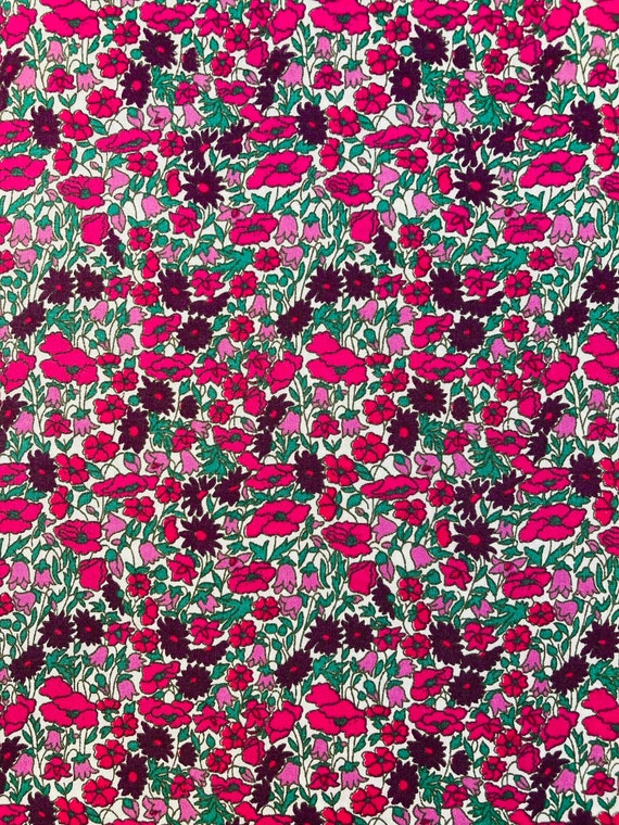 A Popular Liberty Tana Lawn 13” x 9” fabric Pink and Purple ‘Petal and Bud’