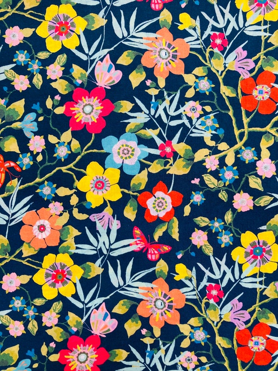 A Pretty, Rare, Discontinued Liberty Tana Lawn 13” x 9”  fabric Red, Blue and Yellow ‘Mini Pavillion’