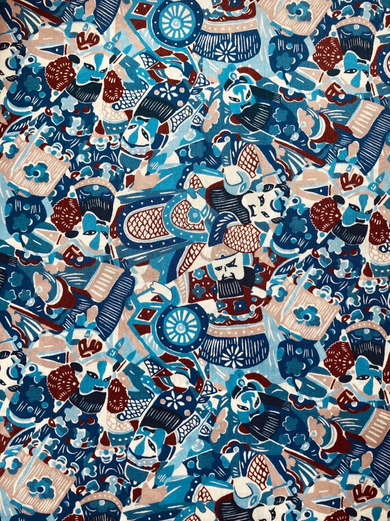An unusual Blue And Brown ‘Amanda’s Opera’ Liberty Tana Lawn 13”x 9” Crafting Patchwork