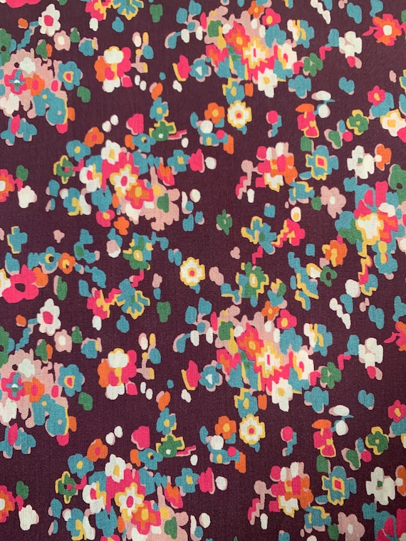 A Gorgeous Purple And Pink ‘Paisley Flowers’ Liberty Tana Lawn 13”x 9”