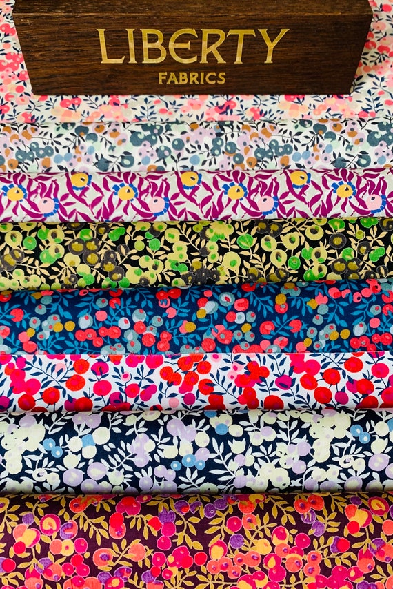 A Lovely Liberty Tana Lawn ‘Purely Berries’ fabric Pack. 8 pieces, 6”x 9”
