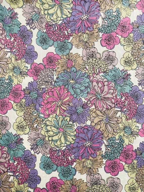 Liberty Tana Lawn Vintage Purple and Green ‘Garla’ fabric 40 x 50 cms Patchwork Crafting