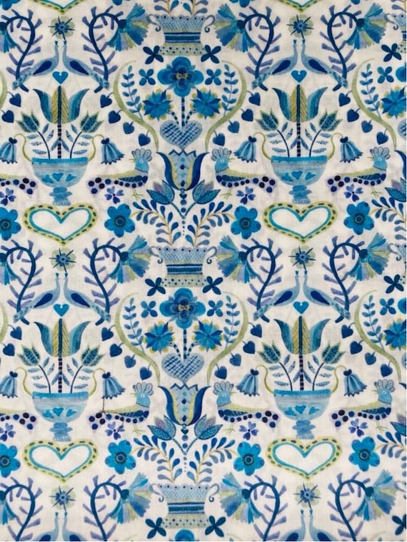 A lovely Blue ‘Lovebirds’ Liberty Tana Lawn 13”x 9”