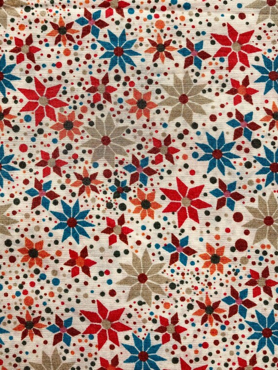 A Popular Blue and Orange ‘Menasse’ Liberty Tana Lawn 13”x 9” Crafting Patchwork
