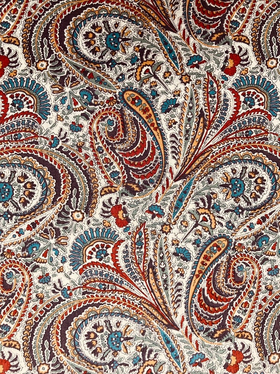 A Gorgeous Vintage, Blue and Orange ‘Newbury’ Liberty Tana Lawn 13”x 9”
