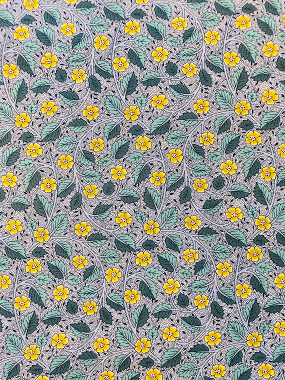 Discontinued Green and Yellow ‘Bramble Blossom’ Liberty Tana Lawn 13”x 9”