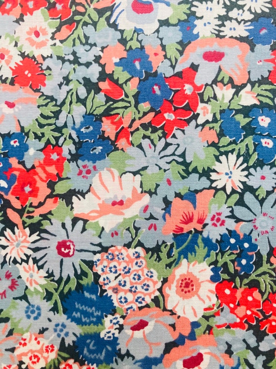 A Beautiful Vintage Red and Blue ‘Thorpe’. This lovely Liberty Tana Lawn Is cut to a generous 17 x 9”