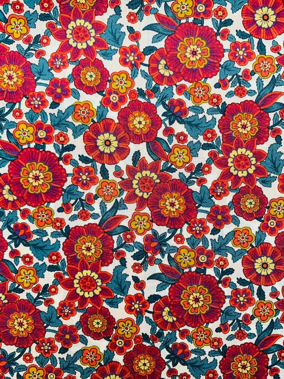 Orange and Green ‘Razai’ Liberty Tana Lawn 13 x 9”