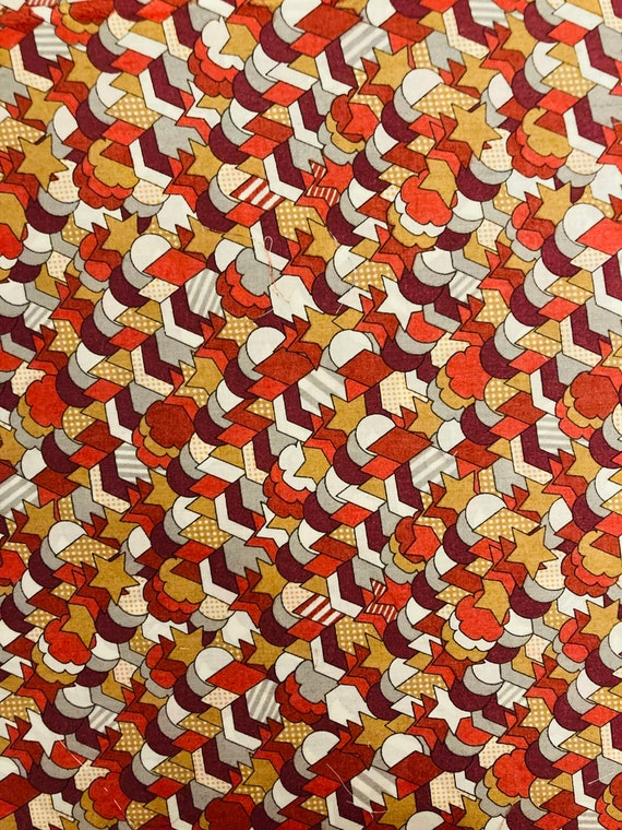Liberty Tana Lawn Vintage, Orange, Tan ‘Pop’ 13”x 9” fabric.