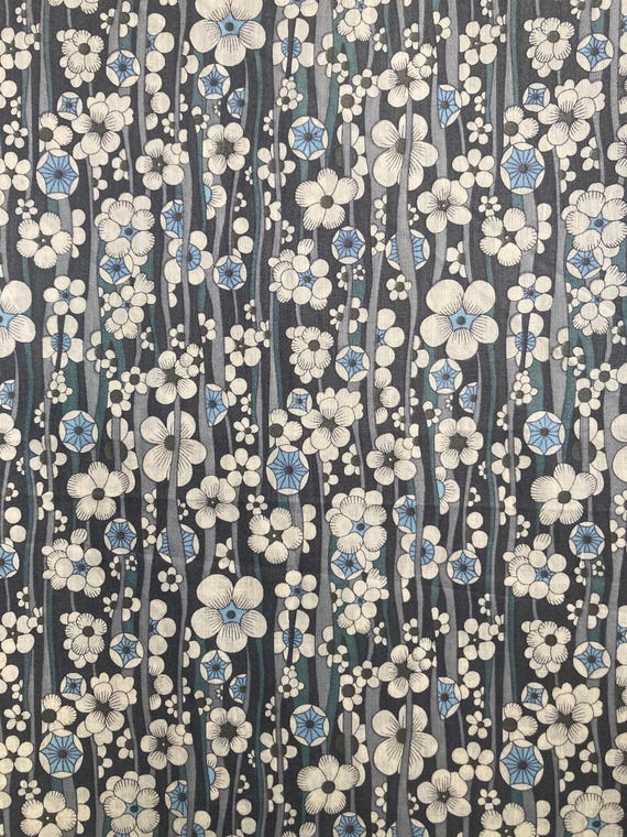 A Gorgeous Vintage Blue, Turquoise And Grey ‘Martha Grace’ Liberty Tana Lawn 13”x 9”