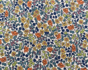 A Lovely vintage Blue and Yellow ‘Emilias Flowers’ Liberty Tana Lawn 13”x 9” Fabric. Free International postage