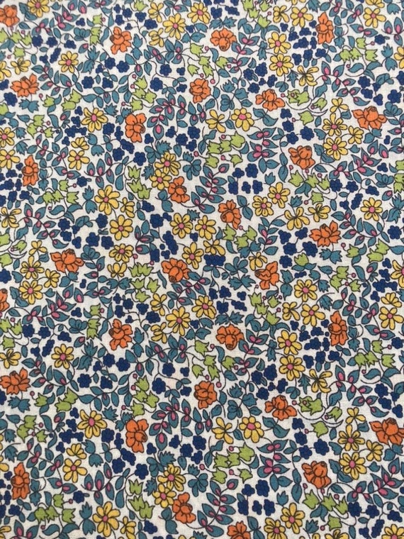 A Lovely vintage Blue and Yellow ‘Emilias Flowers’ Liberty Tana Lawn 13”x 9” Fabric.
