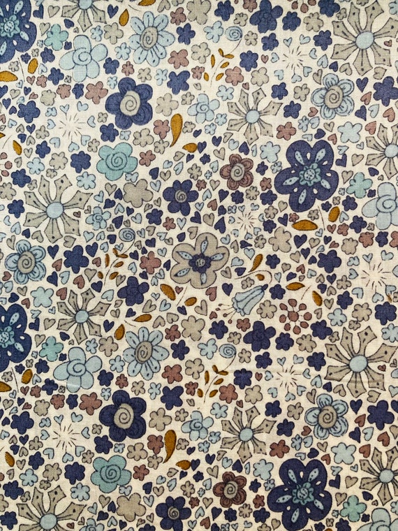 Liberty Tana Lawn Discontinued 13”x 9” fabric Blue and Grey ‘Sophie’s Blossom’