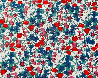 A Beautiful Vintage Red and Blue ‘Unnamed’. This lovely Liberty Tana Lawn Is cut to a generous 17 x 10”