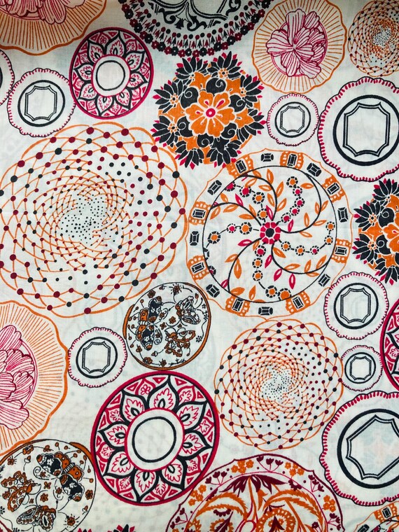 Liberty Tana Lawn Discontinued Orange and Black 13”x 9” ‘Steve’ fabric.