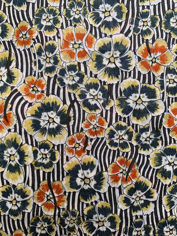 A lovely Green And Orange ‘Ellie Ruth’ Vintage Liberty Tana Lawn 13”x 9” #Adele