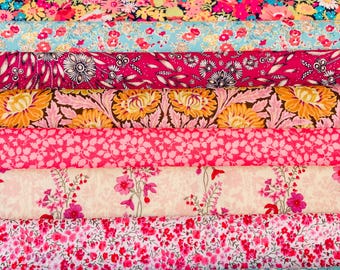 Liberty Tana Lawn ‘July’  Fabric bundle. 8 pieces of 6”x 9” Quality Lawns