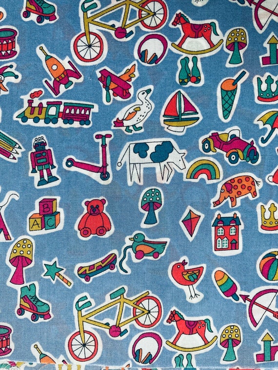 Liberty Novelty Blue and Pink ‘Little Treasures’ Tana Lawn 13”x 9” fabric. #Adele