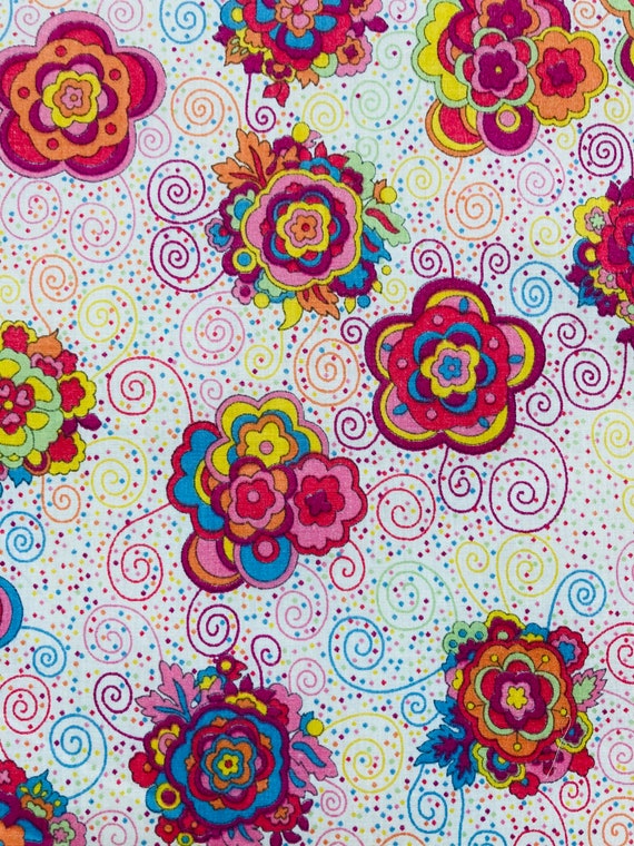 A Beautiful Purple, Pink And Orange ‘Hotta’s Rose’ Liberty Tana Lawn 13”x 9” Crafting Patchwork