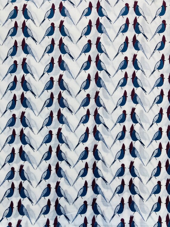 A fun novelty Grey and Burgundy ‘Pauly Parrot’ 2010 Liberty Tana Lawn 13”x 9”