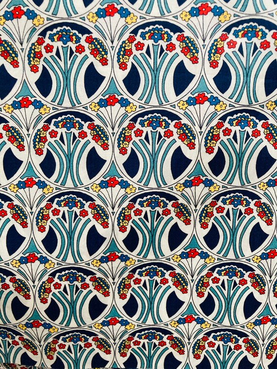 Liberty Tana Lawn Mauverina 40 x 50cm fabric Blue and Turquoise #Adele