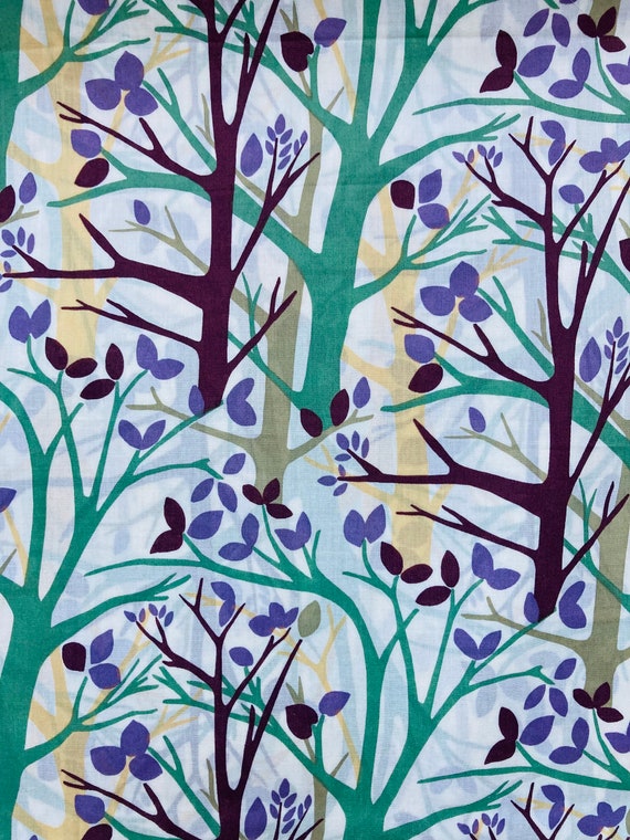 A very pretty Green, Purple and Cream ‘Dittany’ Liberty Tana Lawn 40 x 50 cm