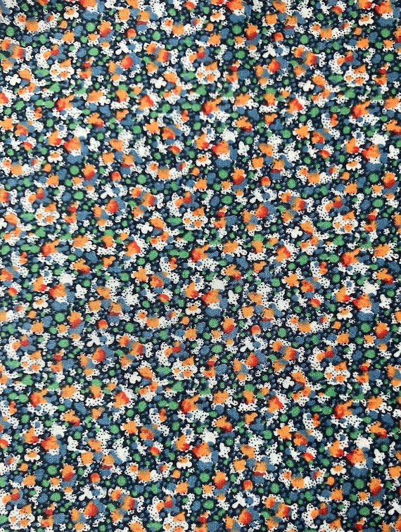 A gorgeous 1980’s Liberty Tana Lawn, Green and Orange, Vintage ‘Pepper’ 17 x 10” fabric.