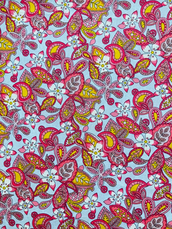 A Gorgeous Liberty Tana Lawn 13” x 9” fabric Pink and Yellow ‘Lemon Flowers’