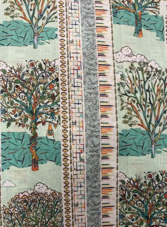 Liberty Tana Lawn Green ‘Forest Stripe’ 13”x 9” fabric. #Adele