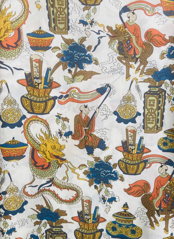 Liberty Tana Lawn Blue Orange and Brown ‘Dragonista’ fabric, from 2012.  40 x 50cm Patchwork Crafting