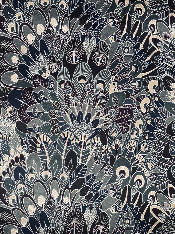 A Striking Black and Grey Colourway of ‘Eben’, 2015. This Liberty Tana Lawn Is cut to a generous 40 x 50cm