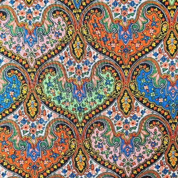 Liberty Tana Lawn 13”x 9” Blue and Orange ‘Spitalfields’ Paisley. Free International Shipping