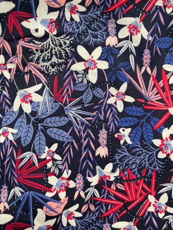 A Gorgeous Discontinued Liberty Tana Lawn 13” x 9”  fabric Blue and Red ‘Stanley’