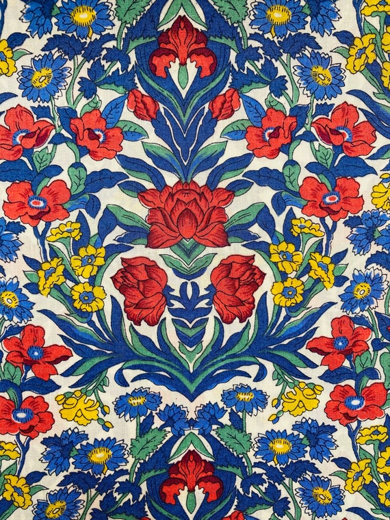A Discontinued Liberty Tana Lawn 13” x 9”  fabric Red and Blue ‘Sea Grass’