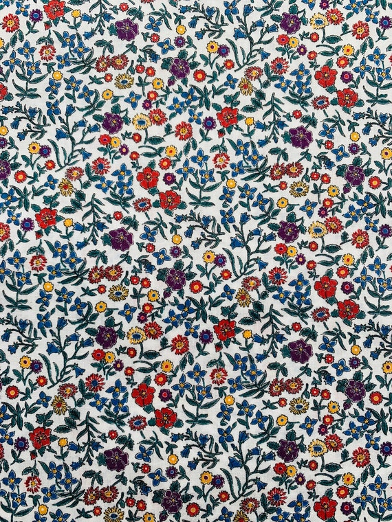 A Gorgeous Liberty Tana Lawn 13” x 9”  fabric red, green, yellow, ‘Diderot’