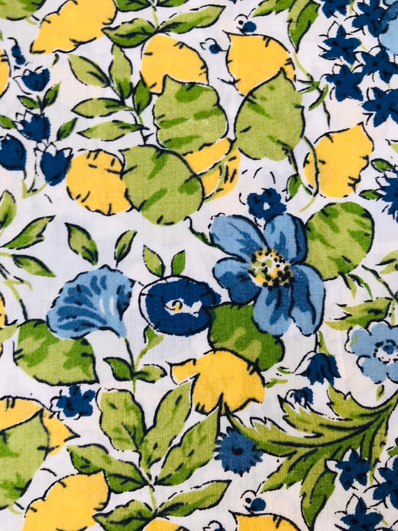Yellow and Green Liberty Tana Lawn Discontinued ‘Poppy and Honesty’ fabric 40 x 50cm Patchwork Craft