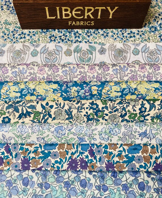 Liberty Tana Lawn ‘Blue Horizon’  Fabric bundle. 8 pieces of 6”x 9” Quality Lawns