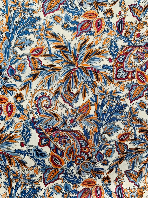 A lovely Orange and Blue ‘Faraway Palm’ Liberty Tana Lawn cut to 50 x 40cm