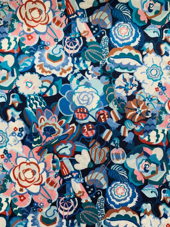 A Pretty Blue And Pink ‘Gatsby Garden, small’ Liberty Tana Lawn 13”x 9”