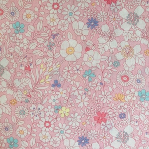 A Lovely Pink and White ‘June’s Meadow’ Liberty Tana Lawn Fabric 13”x 9”