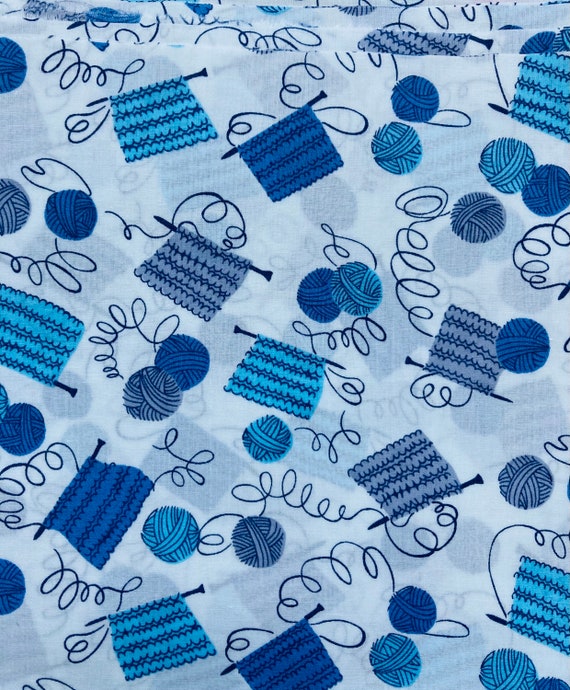 A fun novelty Blue and Grey ‘Rowan’ 2006 Liberty Tana Lawn 13”x 9”