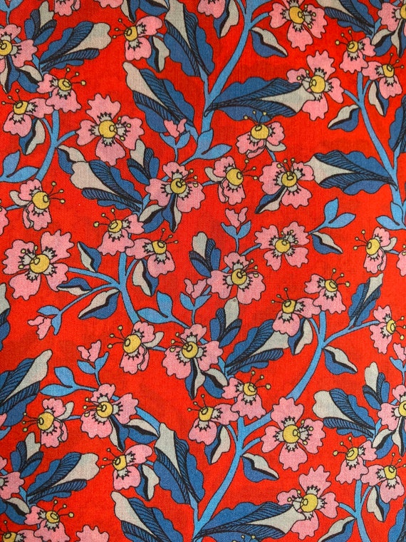 A Gorgeous Red And Pink, ‘Bardfield’ Liberty Tana Lawn 13”x 9”