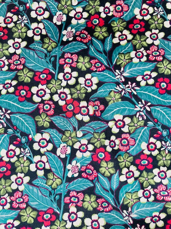 A Discontinued Liberty Tana Lawn 13” x 9”  fabric Red and Green ‘Sophie Jane’