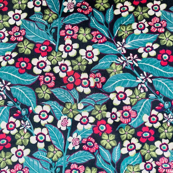 A Discontinued Liberty Tana Lawn 13” x 9”  fabric Red and Green ‘Sophie Jane’