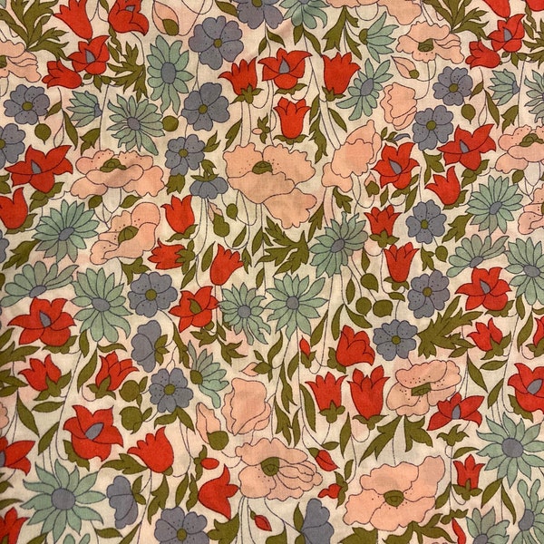 Liberty Tana Lawn vintage 'Poppy and Daisy' Tissu rose et rouge 13 x 9 » Patchwork Craft