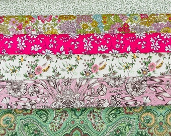 Liberty Tana Lawn ‘June’  Fabric bundle. 8 pieces of 6”x 9” Quality Lawns