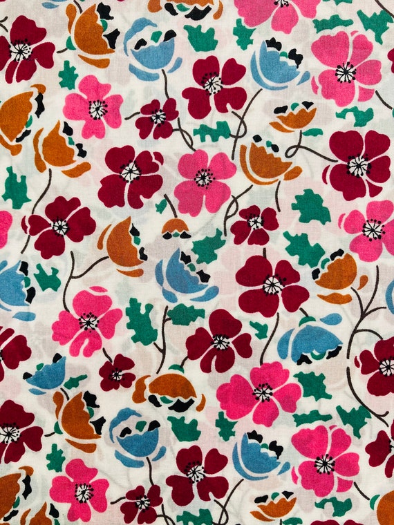 A Delightful Pink and Burgundy ‘Edie’ Liberty Tana Lawn 13”x 9” Crafting Patchwork