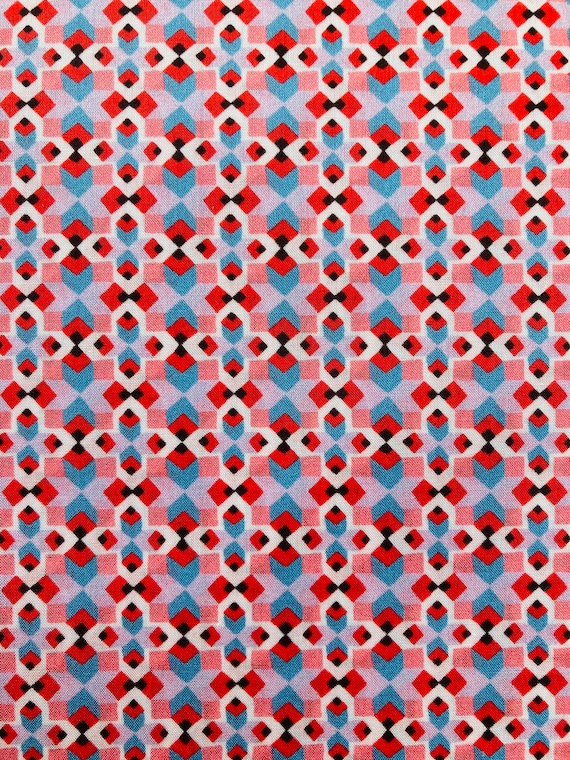 A Gorgeous Liberty Tana Lawn 13” x 9”  fabric Pink, Red and Blue ‘Tempo’. I offer free international shipping.