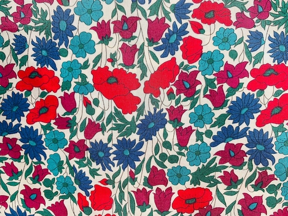Collector’s Corner Pink and Turquoise Discontinued ‘Poppy and Daisy’ design of Liberty Tana Lawn. 16 x 12”