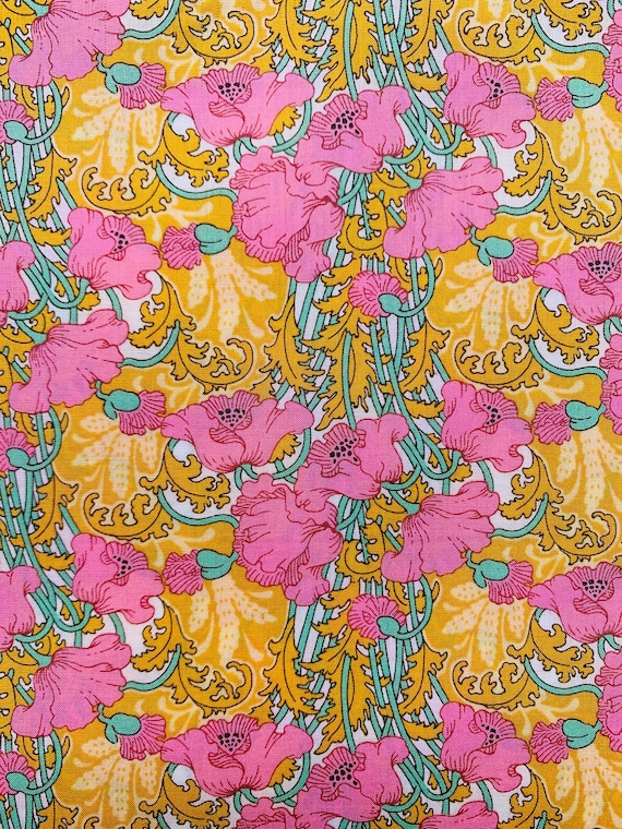 A lovely Yellow And Pink ‘Clementina’  Liberty Tana Lawn 13”x 9” #Adele